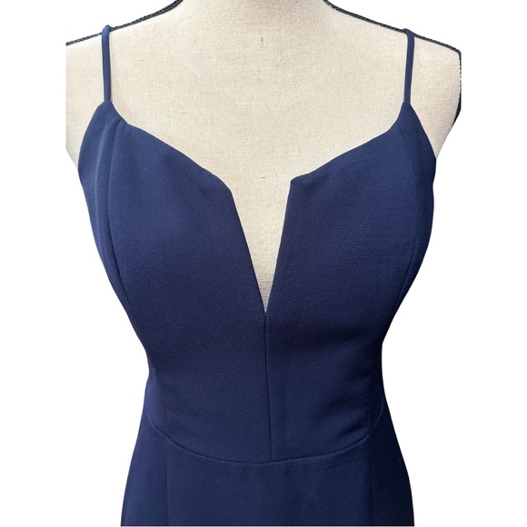 Kristen Peplum Dress in Navy Bardot Revolve Formal Homecoming - Picture 3 of 5